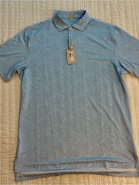 Peter Millar Men's Light Blue Micro-Pattern Polo